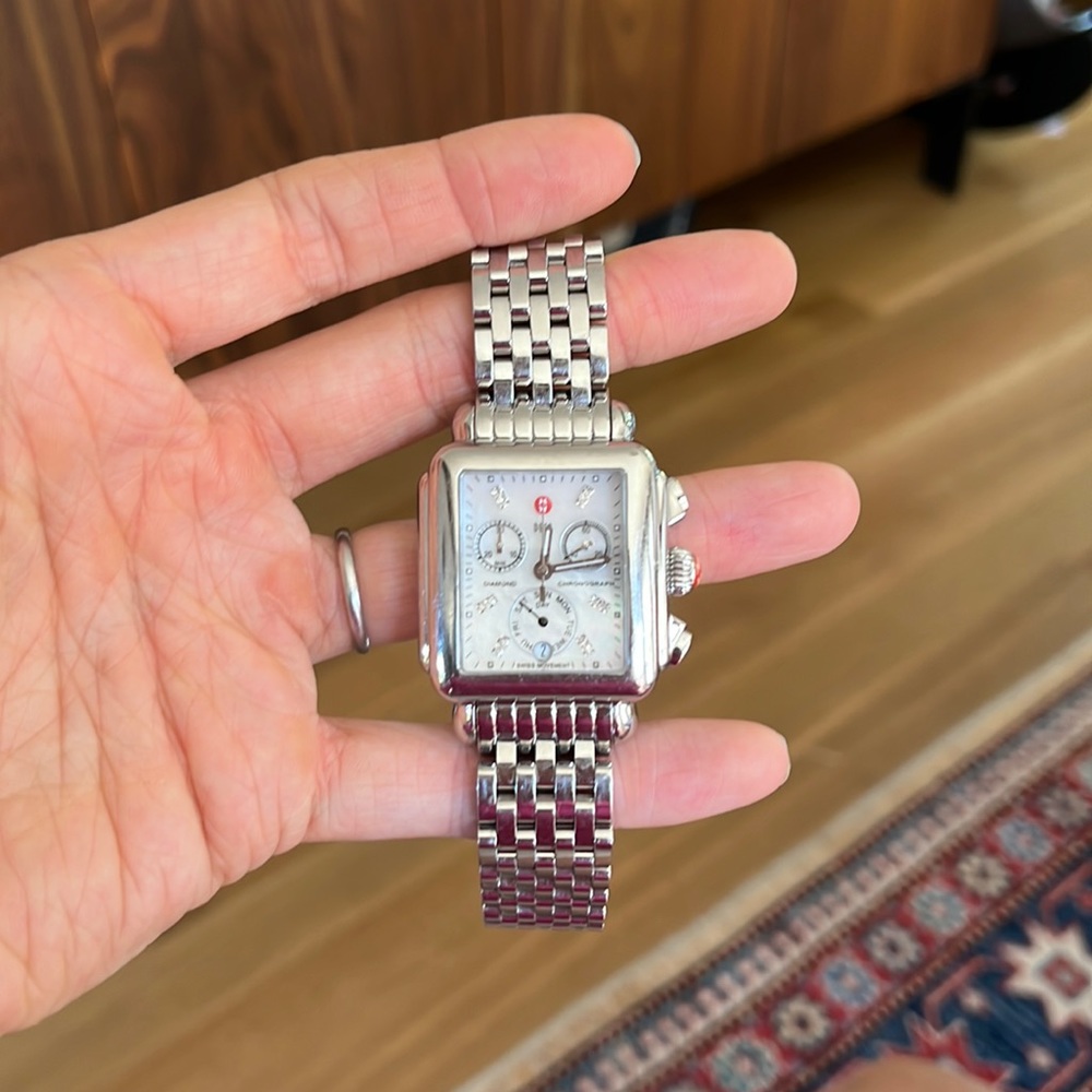 Michele silver Deco watch